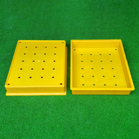 Plateau à balles de golf en plastique jaune Dericsson, capacité 30 balles, empilable, boîte de rangement pour practice de golf, accessoire de golf