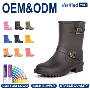 Bottes <span class=keywords><strong>de</strong></span> <span class=keywords><strong>pluie</strong></span> mi-mollet en PVC pour femmes, légères, imperméables, antidérapantes, pour jardin et extérieur - Product Image 1