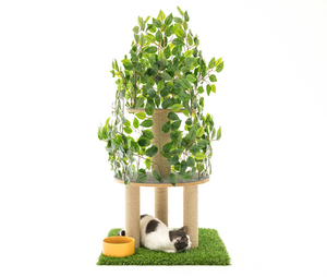Grand griffoir pour <span class=keywords><strong>chat</strong></span> de haute qualité Arbre à <span class=keywords><strong>chat</strong></span> de grande taille avec laine bois plastique et sisal avec plantes et feuilles - Product Image 1