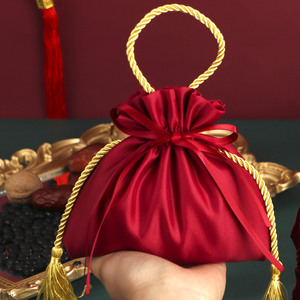 Luxury Satin Drawstring <b>Bags</b> With Tassel and Hanging Ornaments Hand <b>Gift</b> Candy Pouch for Wedding Birthday - Product Image 5