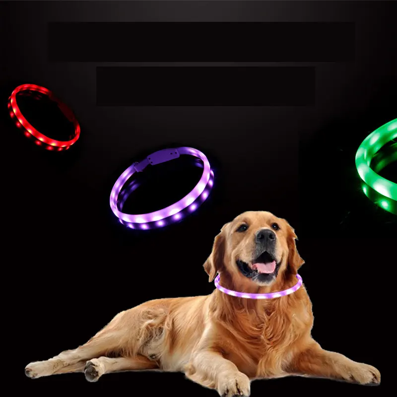 wholesale stylish multiple flicker modes streamer lighting waterproof recharge LED perro dog cats collar diy cut pet necklace