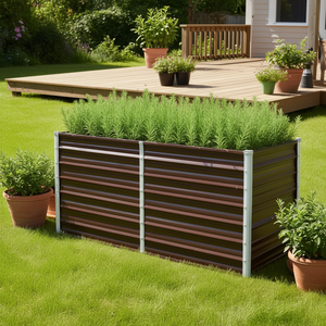 Jardinera elevada moderna de acero galvanizado marrón, cuadrada, para plantar en exteriores. - Product Image 2