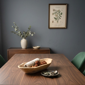 Bandeja de madera hecha a mano, color madera natural, diseño sólido, bandeja para servir bocadillos, frutas, almacenamiento de alimentos, apta para contacto con alimentos. - Product Image 3