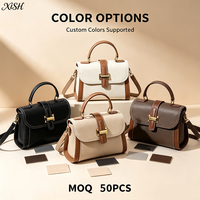 Sac à main bandoulière en cuir véritable pour exportateurs en gros, avec contraste de couleurs, idéal pour le bureau et les trajets quotidiens, personnalisable avec votre logo (marque privée)