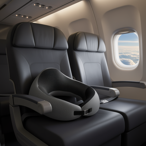 Almohada de Viaje Ergonómica de Espuma Viscoelástica en Forma de U, Negra y Gris, Soporte para el Cuello para Dormir en Avión o Auto - Product Image 2