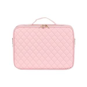 Trousse de maquillage Obox grande capacité rose matelassée avec miroir, sac de rangement de voyage pour femmes - Product Image 3