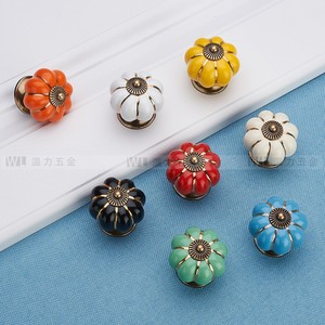 Diyin <b>Ceramic</b> Pumpkin Handle Zinc Alloy Novelty Shape Cabinet Drawer <b>Knob</b> Easy Installation - Product Image 3