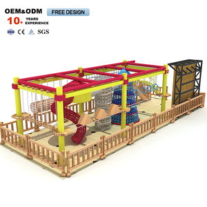 Custom Indoor Adventure Park Equipment Manufacturer's Nylon Ropes Course Climbing Facility <b>Trampoline</b> for Shopping Mall - Product Image 3