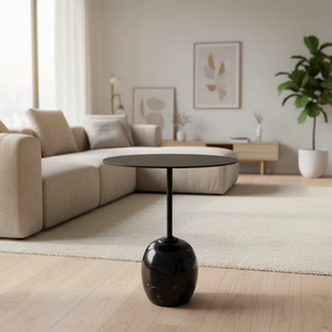 Tavolino Rotondo <span class=keywords><strong>in</strong></span> Marmo dal Design Moderno e Minimalista |   Tavolino Angolare e Comodino <span class=keywords><strong>in</strong></span> Stile Nordico per Balcone e Area Relax - Product Image 3