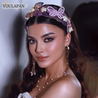 YouLaPan – bandeau à pampilles violet exquis, fabriqué en organza perlé, accessoires pour cheveux de mariée, pour banquet de mariage, fête, danse, YXA336