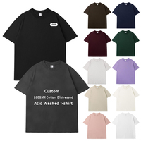T-shirt unisexe ample et surdimensionné en coton vintage délavé à l'acide avec logo personnalisé, 260 GSM, t-shirt lourd pour homme