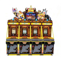 Machine d'arcade Redemption avec figurine de guerrier personnalisée, décoration supérieure, bande lumineuse néon jaune, garantie 12 mois, cabinet métallique pour salle de jeux