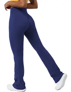 Hot Selling Butt Woman Gym Yoga Pants Leggings Solid Color XL Flared Yoga Pants Special Back Waist Design Flared Yoga Leggings