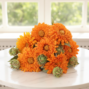 Girasoles Artificiales <span class=keywords><strong>de</strong></span> Alta Calidad con Tacto Real, Venta al por Mayor, Amarillos, <span class=keywords><strong>de</strong></span> Seda y Plástico, Hechos a Mano, Realistas, para Bodas, Graduaciones, Pascua - Product Image 1
