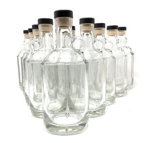Bouteille en verre de 750ml avec anneau doigt et bouchon de liège (12 Pack), carafe pour le whisky, la <span class=keywords><strong>Vodka</strong></span>, les spiritueux, l'alcool - Product Image 3