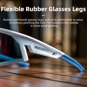 <span class=keywords><strong>Gafas</strong></span> de <span class=keywords><strong>Ciclismo</strong></span> <span class=keywords><strong>ROCKBROS</strong></span>, Marco Blanco, Cristal Transparente, Deportivas para Exteriores, Fotocromáticas, Polarizadas, Protección UV400, Personalizadas - Product Image 5