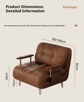 Canapé-lit multifonctionnel en cuir convertible moderne pour la maison et le bureau, pliable et amovible pour appartement