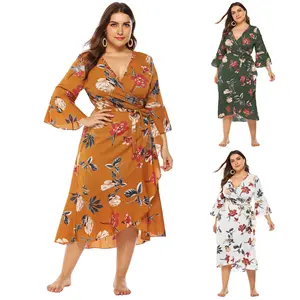 Custom Woman Summer Plus Size stampa floreale Deep V Casual Blazer Dress Club per donne grasse