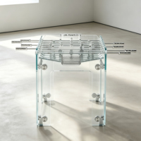 Table de baby-foot en verre trempé transparent, design moderne et luxueux, avec tiges métalliques, pour divertissement à domicile