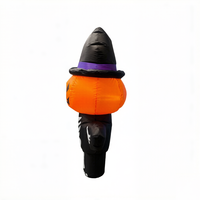 Luces LED Integradas para Exteriores, Decoraciones Duraderas para Fiestas de Halloween para Adultos, Calabaza Inflable de Poliéster, Sombrero de Bruja