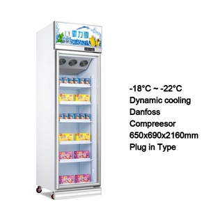 Congélateur vitrine <span class=keywords><strong>vertical</strong></span> à une porte pour supermarché -22 degrés, température unique, pour l'affichage de crèmes glacées en magasin - Product Image 3