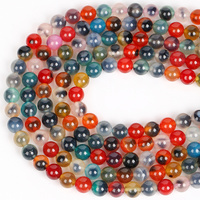 Perles rondes en pierre d'agate naturelle colorée en forme de cœur de sucre, 8mm, 45 pièces, perles en vrac pour la fabrication de bijoux, bracelets, colliers, accessoires