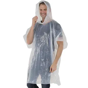Clear PE material transparent color rain poncho without phthalates