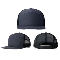 Casquette Trucker à 7 Panneaux en Coton Uni avec Visière Plate, Casquette Snapback Richardson 168 de Haute Qualité, Logo Personnalisé pour Personnalisation