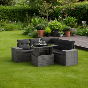 Ensemble de canapés de jardin en rotin gris foncé 4 places, mobilier d'extérieur résistant aux intempéries, design contemporain - Product Image 2
