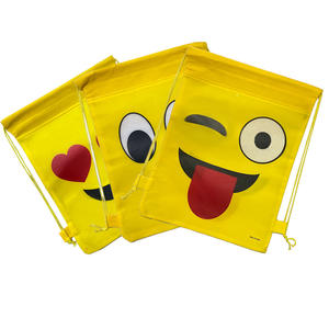Vente chaude drôle sac à dos de rangement jaune motif drôle sourire heureux visage sacs à cordon - Product Image 5