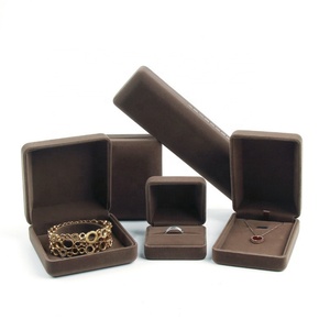 Handmade Brown Velvet Jewelry <b>Display</b> <b>Box</b> Modern Square Style for Rings Earrings and Bracelets Available for Sale - Product Image 1