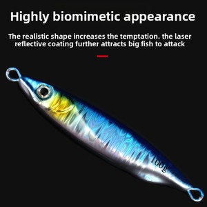 Esca Artificiale Dura in Metallo per <span class=keywords><strong>Pesca</strong></span> in Mare <span class=keywords><strong>da</strong></span> <span class=keywords><strong>Riva</strong></span> e <span class=keywords><strong>da</strong></span> Barca, 60/80/100 Grammi, Vibrante, Affondante, con Testa Piombata, Dedicata al Bass - Product Image 3