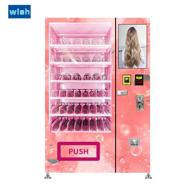 Máquina de venda automática de perucas com tela sensível ao toque, máquina de venda automática de cabelo rosa para venda
