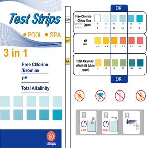 Dải Thử Nghiệm Bể Bơi Và Suối Nước Nóng Spa Gói 3 Trong 1 50 Dải, Bộ Thử Nghiệm Hóa Học Cho Clo Miễn Phí, PH, Độ Kiềm Tổng - Product Image 4