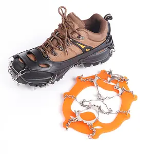 Crampons soudés en acier inoxydable 201 13 dents/couvre-chaussures antidérapant crampons chaîne à neige de glace d'alpinisme