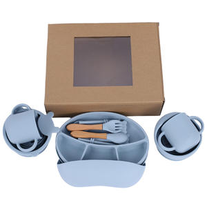 Ensemble de salle à manger en silicone sans BPA écologique pour bébés et enfants vaisselle pour tout-petits assiette cuillère <span class=keywords><strong>fourchette</strong></span> pour l'heure du repas - Product Image 6