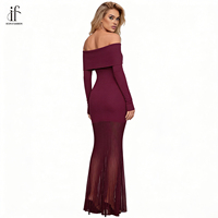 Robe de soirée élégante et moulante sans bretelles pour femme Sehe Fashion, sexy, à épaules dénudées, style bodycon, avec franges et pompons, longue