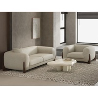 Ensemble de canapés Chesterfield Tianhang - Design moderne, structure en bois massif, revêtement en tissu, pour hôtel et salon, 3+2+1 places