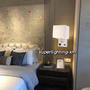 Bedside <strong>Wall</strong> <strong>Mount</strong> <strong>Light</strong> <strong>with</strong> USB and <strong>Plug</strong> LED Reading Swing Arm Fabric Shade <strong>Wall</strong> Sconce Hardwired <strong>Wall</strong> Lamp for Bedroom Hotel - Product Image 2