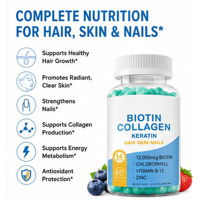 Capsules de Biotine, Collagène et Kératine en Gros 12000mcg – Complexe de Biotine pour Cheveux, Peau et Ongles avec Chlorophylle et Zinc