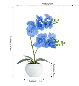 LE-28 Vente en gros de pot de fleurs en céramique 43cm 2 têtes Fleurs <span class=keywords><strong>d</strong></span>'orchidée artificielles au toucher réel pour mariage Saint-Valentin Nouvel An - Product Image 6