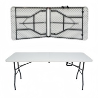 Table pliante rectangulaire en MDF avec structure métallique, robuste, écologique, portable, pour la restauration en plein air, les fêtes, la restauration moderne