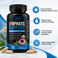 Capsules de soutien lymphatique en gros, supplément de drainage à base de plantes, emballage personnalisé, faible MOQ, approvisionnement direct usine OEM