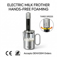 Mousseur à lait automatique mains libres détachable avec batterie longue durée 2000 mAh de qualité alimentaire et double ressort pour Latte, Cappuccino, Café