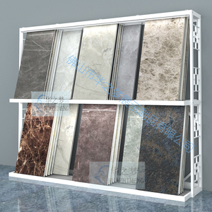 Hiện đại trang trí đá Granite thạch anh đá cẩm thạch gạch ceramic Rack hiển thị WPC UV Board mới nhất nghiêng kim loại đứng cho showroom - Product Image 1