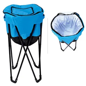 Camping Standing Ice Cooler Bag, zusammen klappbarer tragbarer auslaufs icherer Wannen kühler mit Ständer