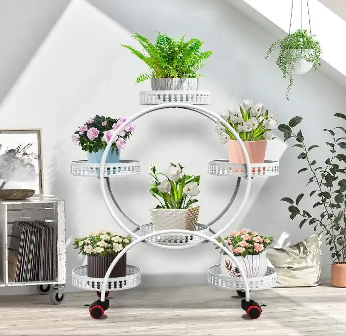 Factory Customize Farmhouse Wood Metal Plant Pots Home Decor Round Flower Plant Stand For Indoor Outdoor Decorative Flower Stand