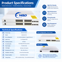 Switch Ethernet Original Catalyst 1300 Series 24 Port dengan Uplink 10G SFP+ Menampilkan Desain Tanpa Kipas C1300-24T-4X C1300-24P-4X
