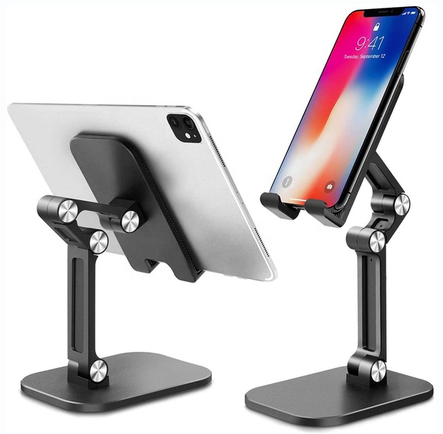Aluminum Alloy Desktop Mobile Phone Stand Foldable Metal Phone Holder Lazy Portable Tablet Desk Holder Home Bed Living Bracket