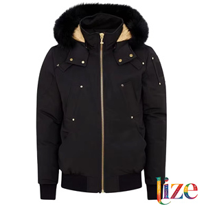 Cappotto Invernale <span class=keywords><strong>da</strong></span> <span class=keywords><strong>Uomo</strong></span> di Alta Qualità, Giacca Imbottita con Cappuccio e Bordo in Pelliccia di Volpe, Giacca Bomber Maschile - Product Image 1